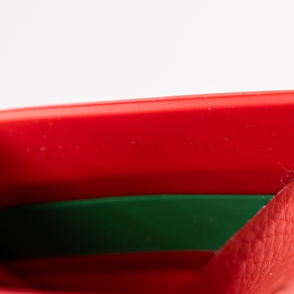 size 37G - Gucci Slide Sandals Cross Striped Red Green Web Rubber - Picture 8 of 10